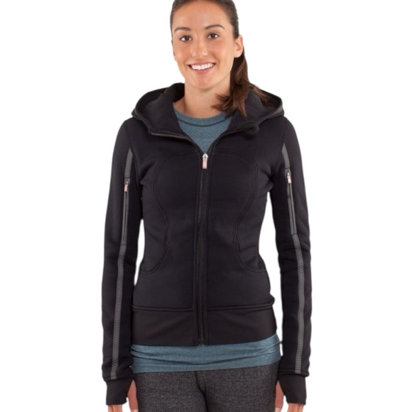 lululemon athletica Tops - LULULEMON Special Edition Uba Hoodie Reflective Black Fitted Jacket Size 4
